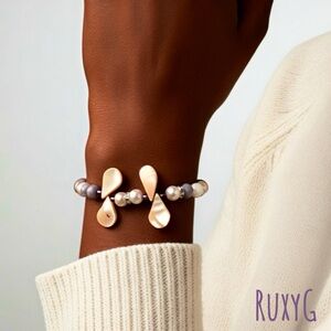 Cream , Purple and Silver Women's Bracelet